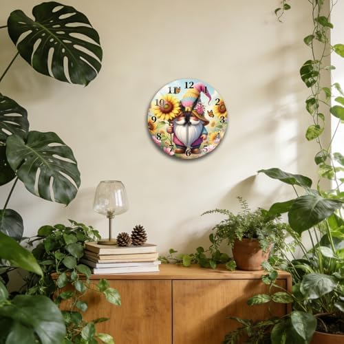 peacoblue Flowers and Gnome Wall Clocks Battery Operated - Image 5