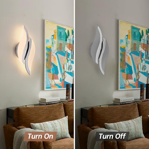 CANEOE Modern LED Wall Sconce 6000K Chrome Indoor Wall Light Fixtures Acrylic - Image 5
