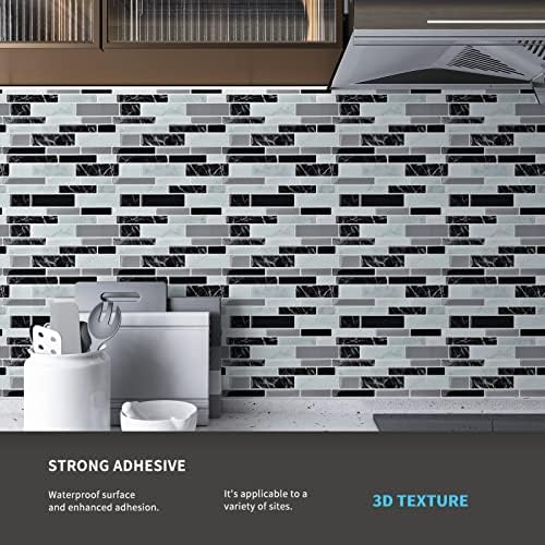 Art3d 10-Sheet Peel and Stick Faux Stone Tile, 11.8 x 11.8 in, Marble Black - Image 5