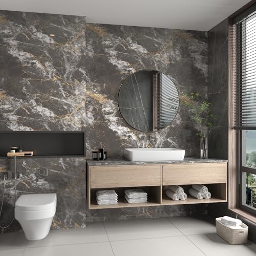 BAYYA 48"x354" Extra Wide Marble Contact Paper Dark Grey Marble Wallpaper - Image 4