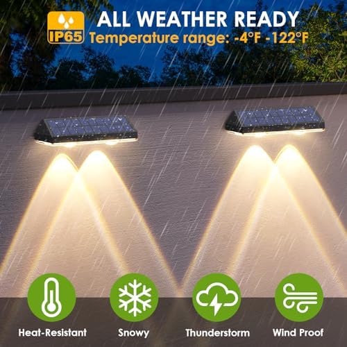 Solar Fence Lights Outdoor, IP65 Waterproof LED, 3 Mode - Image 4