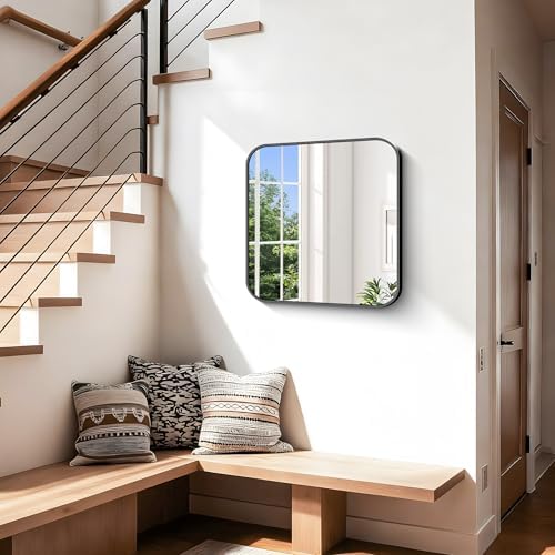 Black Bathroom Mirror, 18 x 18 inch Square Mirrors - Image 4