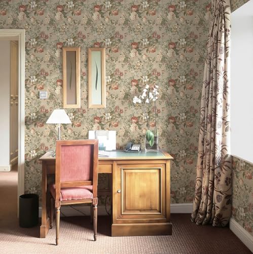 Peel and Stick Wallpaper for Bedroom Vintage Red Floral Self-Adhesive - Image 3