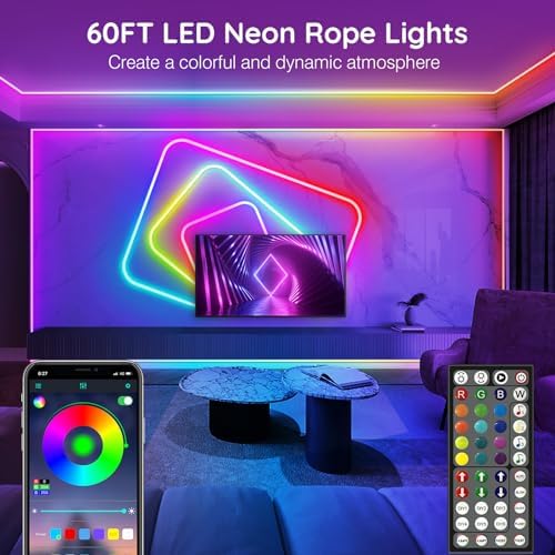 AILBTON 60Ft Neon Rope Lights, Flexible Led Rope Lights Control - Image 2