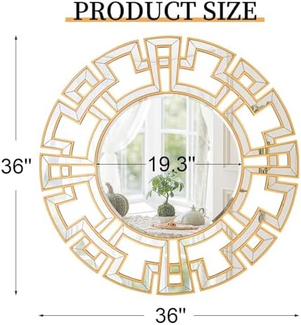 Chende Gold Mirror with Wooden Frame, Large Wall Mirror - Image 2