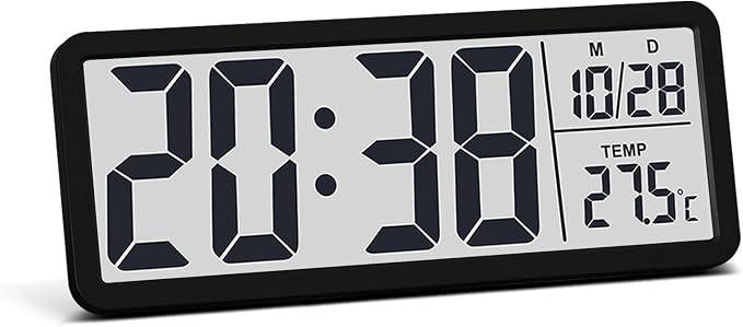 JoFomp LCD Digital Wall Clocks Battery Operated, 8.5" Modern Wall Clocks by JoFomp