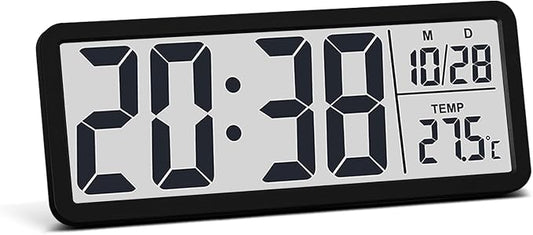JoFomp LCD Digital Wall Clocks Battery Operated, 8.5" Modern Wall Clocks by JoFomp