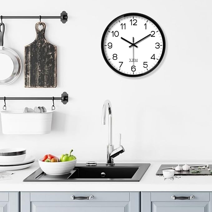 XFM Wall Clock Black Silent Wall Clocks Battery Operated 14 Inch Modern Non - Image 2