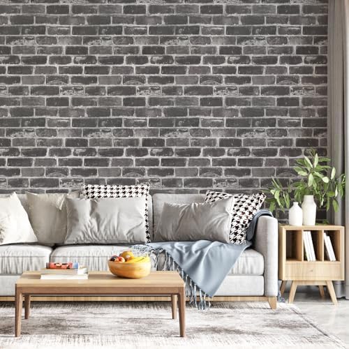 Grey Brick Peel and Stick Wallpaper - Image 6