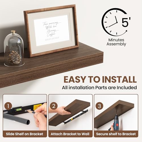 Acovy 55 Inch Floating Shelves for Wall 2 Pack, Wall Mounted Floating Shelf - Image 6