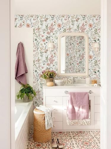 Orainege Pink Floral Peel and Stick Wallpaper Self Adhesive Wallpaper - Image 7