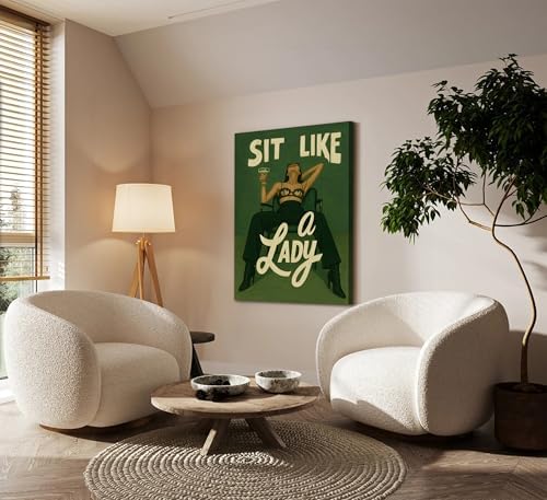 3Pcs Trendy Bold Feminist Wall Art Green Vintage Funky Girl Power Poster Woman - Image 2