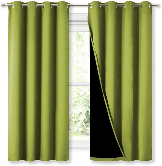 NICETOWN 100% Blackout Curtains 45 inches Long, Fresh Green, 1 Pair, 52 inches by NICETOWN