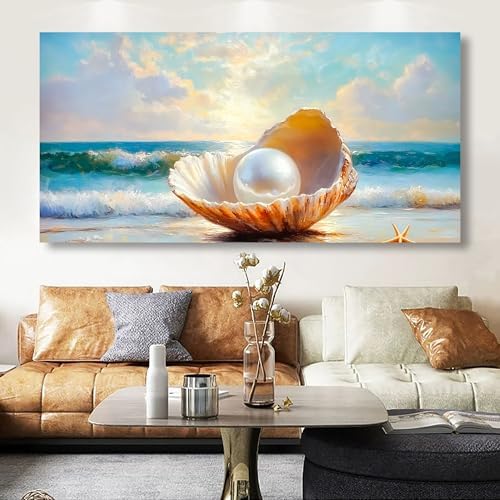 Seashells Pearls Pictures Canvas Wall Art Living Room Office Bedroom Wall Decor - Image 2