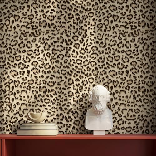 Simon&Siff Leopard Print Peel and Stick Wallpaper 17.3"x400" Black/Brown - Image 3