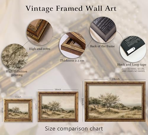 Vintage Gold Framed Olive Tree Landscape Wall Art - Image 5