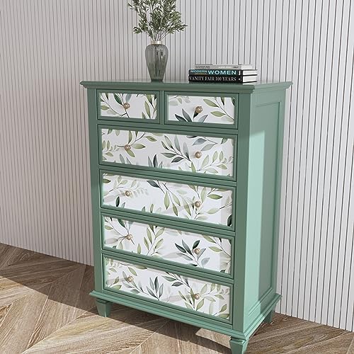 Danodoi Sage Green Vintage Leaf Peel and Stick Wallpaper 17.5" x 118" - Image 5