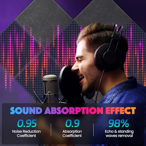 18 Pack Acoustic Panels Self Adhesive Sound absorbing Wall Panels, High Density - Image 2