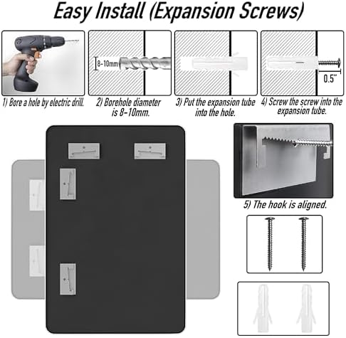 30x20 Bathroom Mirror Rect Wall Mounted Aluminum Metal Frame Silver - Image 6