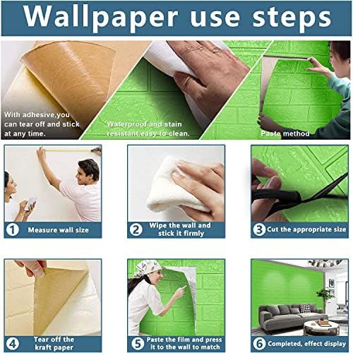 3D Wall Panels Peel and Stick, 29 Sq Ft Coverage, Faux Brick Green - Image 4
