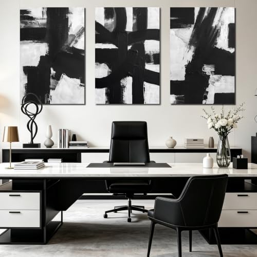 MXUNYZ Extra Large Black and White Abstract Canvas Wall Art - Image 2