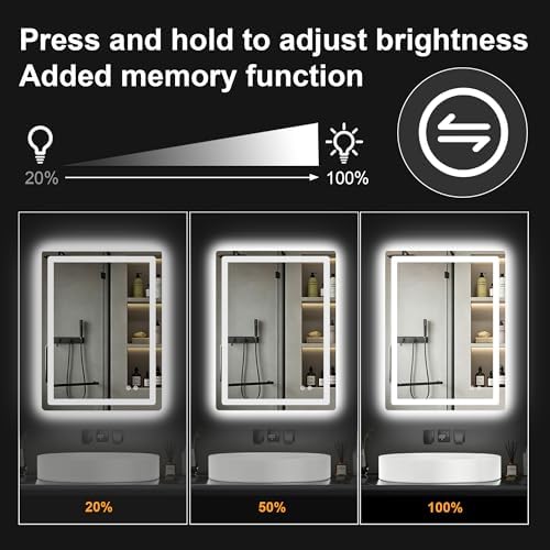 LED Bathroom Mirror with Lights, 24 x 32 Lighted Vanity Wall Mirror - Image 5