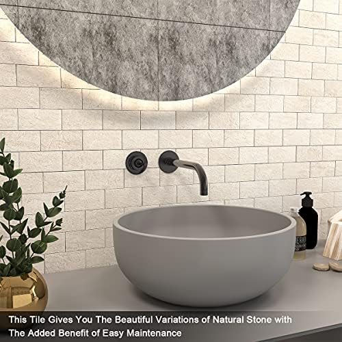 BeNice Marble Peel Stick Backsplash Tile Kitchen Rustic Beige 5pcs - Image 4