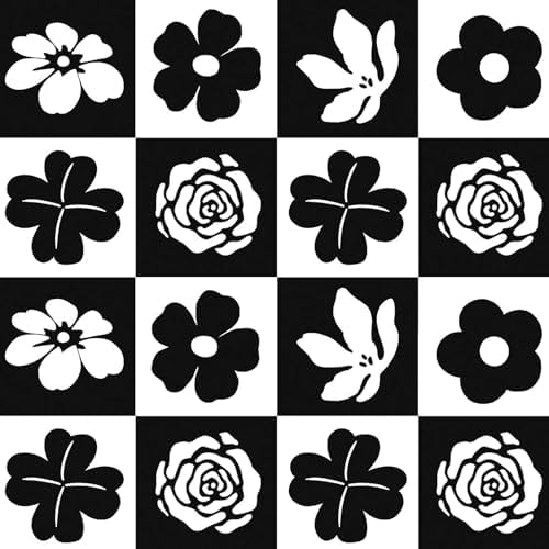 Heroad Peel and Stick Wallpaper Modern Contact Paper Black and White Floral by HeroadBrand