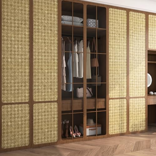 FunStick 24"x200" Retro Tan Brown Wallpaper Peel and Stick Grass Cloth - Image 6