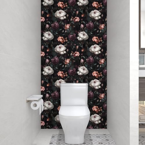 Laatse Gothic Dark Purple Rose Floral Wallpaper Peel and Stick 17.5"x393" - Image 5