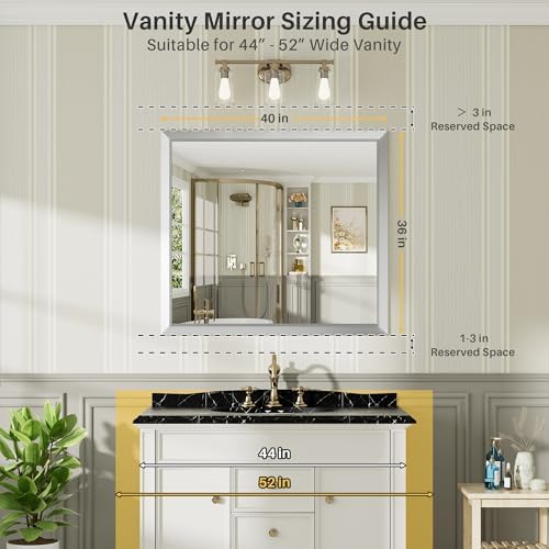 Briivue Bathroom Wall Mirror, 40x36 Inch - Image 2