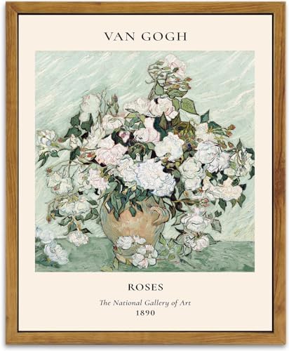KBKBART Van Gogh Wall Art Framed, Vintage Van Gogh Roses Canvas Art Print by KBKBART