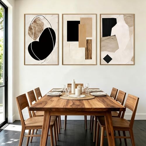 LAATOZ Neutral Abstract Wall Art Framed Canvas Painting, Minimalist Modern - Image 3