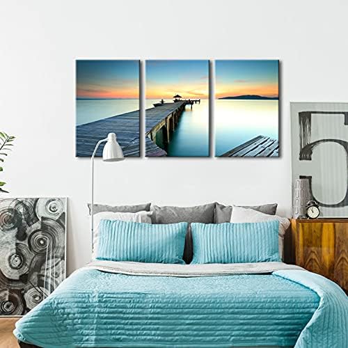 Wieco Art Bridges over the Sea Large Canvas Prints Wall Art Seascape Pictures - Image 5