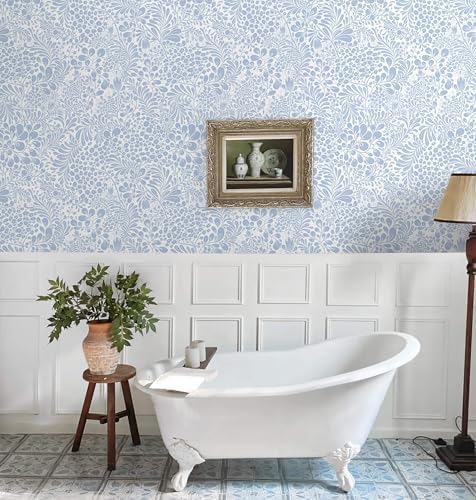 Heroad Light Blue Floral Peel Stick Wallpaper Contact Paper 17.3''x393'' - Image 5