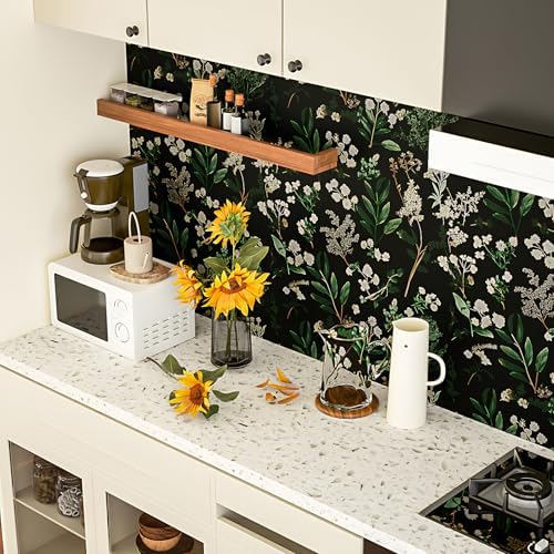 Laatse Vintage Dark Green Floral Leaf Peel and Stick Wallpaper 17.5"x118" - Image 2