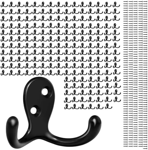 Homanu 180 Pack Coat Hooks, Heavy Duty Double Prong Coat Hooks Wall Mounted by Homanu