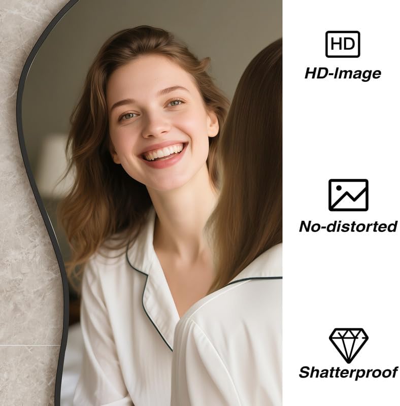 Irregular Wall Mirror 24×40 Inch Black - Image 5
