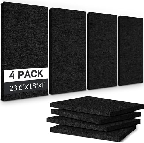 BUBOS 4-Pack Fabric Acoustic Panels 23.6x11.8x1", Self-Adhesive Sound Panel by BUBOS