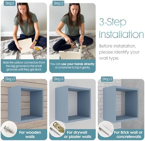 Kaboon Cube Floating Shelves Set2, Display Shelves Wall Mount 7.75" D x 12.5" W - Image 4