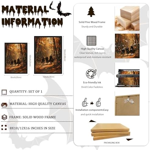 Framed Halloween Witch Wall Art - Image 5