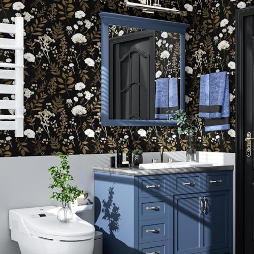 Laatse Vintage Dark Floral Leaf Peel and Stick Wallpaper 17.5"x787" - Image 4