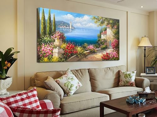 Arjun Landscape Wall Art Canvas Coastal Seascape Extra Large Framed 58"x29" - Image 5