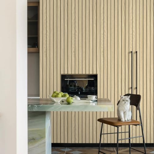 Naphite 3D Wood Slats Peel and Stick Wall Panels, PVC Thicken 118in 15.7in - Image 6