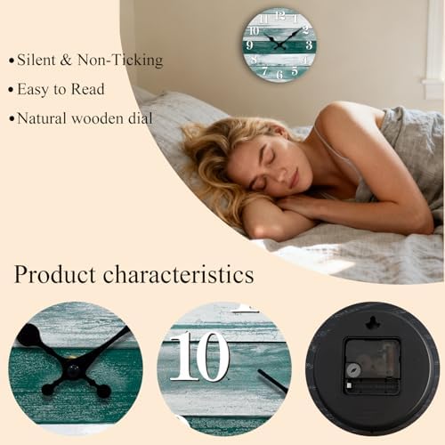 Wall Clock Silent Non-Ticking Wooden Clocks Battery Operated 12 Inch - Image 2