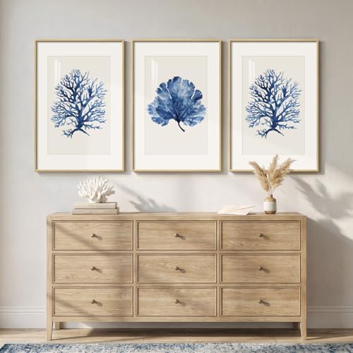 Large Framed Coastal Ocean Blue Coral Wall Art - Image 7