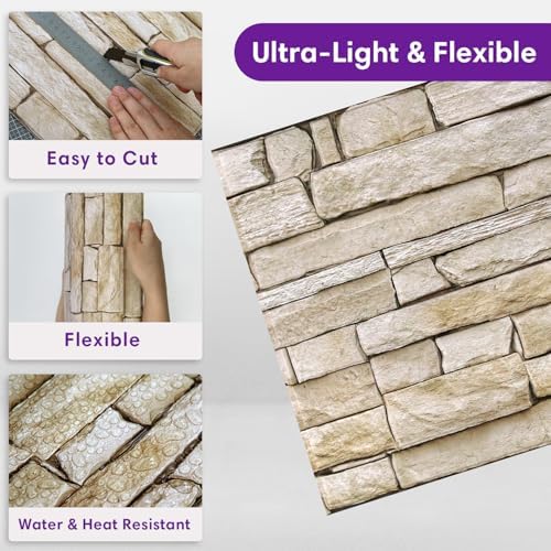 3D Faux Stone Wall Panels Peel and Stick, Designed - Image 5