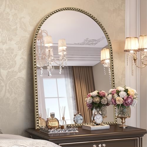 Arched Beaded Mirror for Bathroom by Brauthon