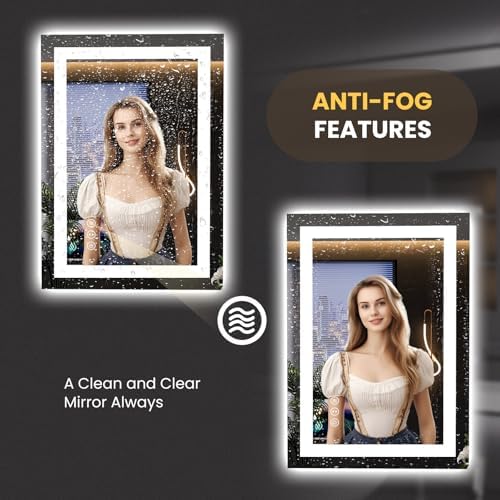 LOAAO 23.6"x31.5" LED Bathroom Mirror - Image 4
