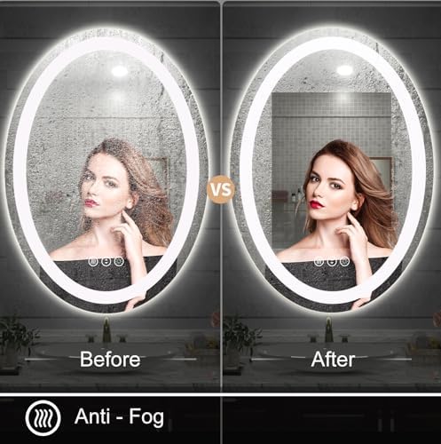 SMIROR 40 x 24 Oval LED Bathroom Mirror, Lighted Vanity Mirror - Image 4